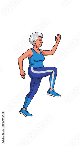 Energetic Elderly Woman Performing Exercise Routine Demonstrating Fitness And Vitality For Healthy