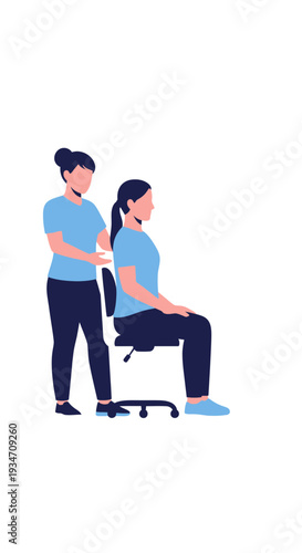 Ergonomic Assessment Demonstrating Posture Correction Technique For Proper Body Alignment And