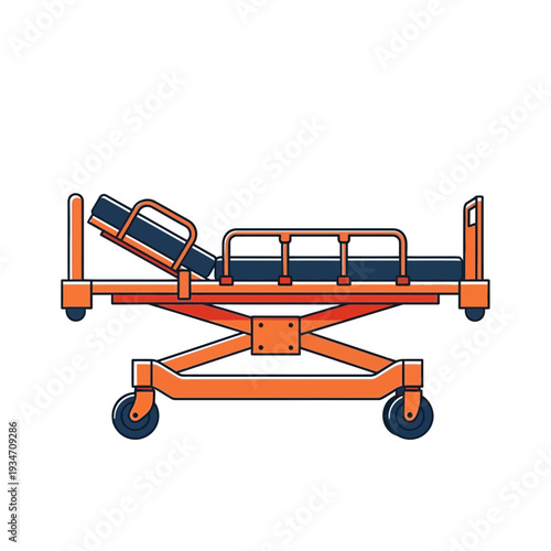 Emergency Medical Transport: An Orange Stretcher Illustration Depicting Healthcare and Rescue