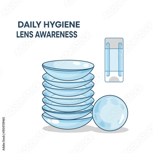 Essential Daily Routine: Promoting Vision Health and Hygienic Contact Lens Awareness Illustration