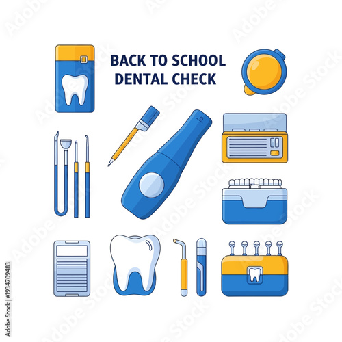 Essential Dental Care Toolkit: A Colorful Vector Illustration for School Health and Wellness