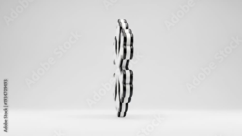 Snowflake icon animation, 3D render.