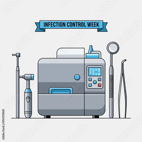 Essential Dental Infection Control Week Instruments Displayed Against a Plain Backdrop