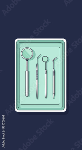 Essential Dental Instruments Arranged Neatly Inside a Tray for Oral Health and Hygiene Procedures
