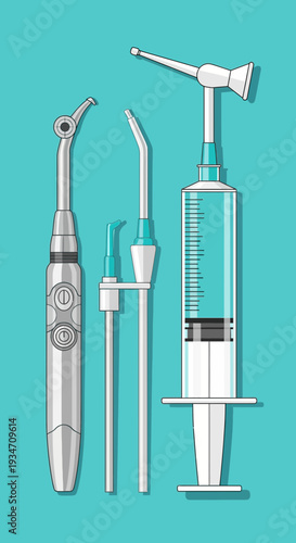 Essential Dental Instruments: A Modern Illustration of Healthcare Tools for Oral Procedures