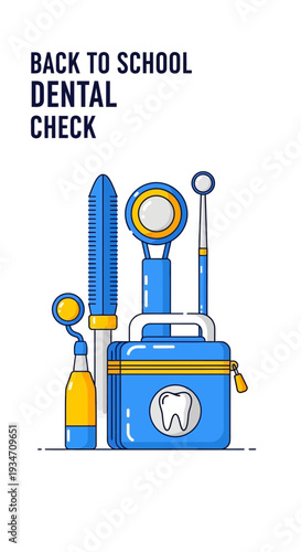 Essential Dental Tools And Accessories Depicted For School Readiness And Oral Hygiene Focus