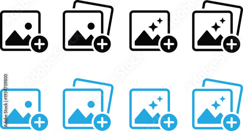 Collection of icons for adding images or photos to a digital collection