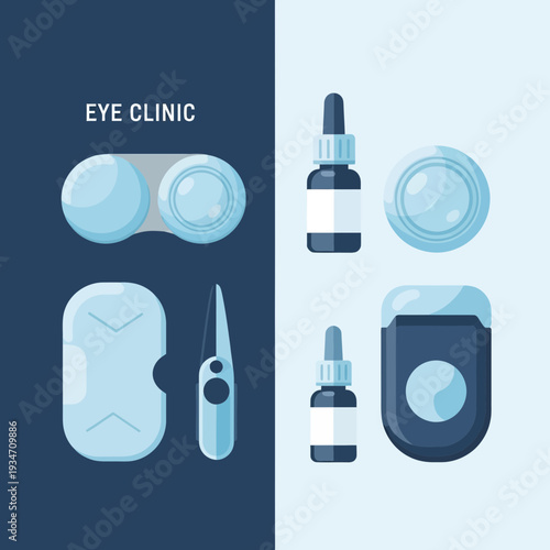 Essential Eye Care Elements and Accessories for Vision Health: A Modern Vector Illustration