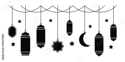 Ramadan kareem decorative lanterns and stars