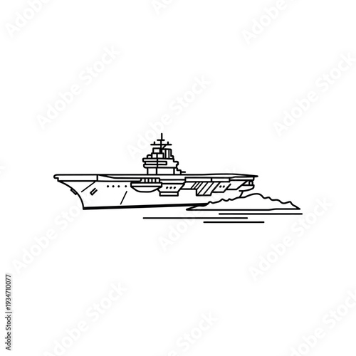 Aircraft Carrier Ship Illustration Side View.