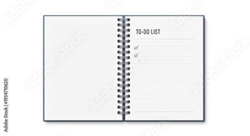 Spiral bound notebook with to do list.