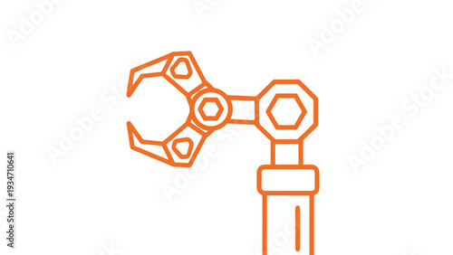 Orange wrench icon on white background.