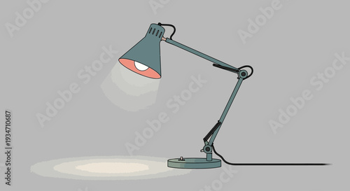 Desk lamp with adjustable arm standing.