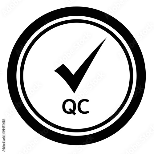 Black and white quality control checkmark.