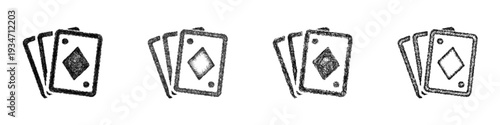 Sketch trading cards icon design set