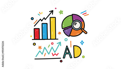 Hand-drawn Vector Infographic Data Analytics Chart Concept for Financial Growth Strategy and Q1 Business Planning Reports