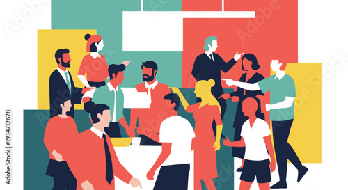 Diverse group of business people interacting.