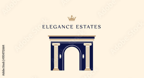 Elegant archway with columns and crown.