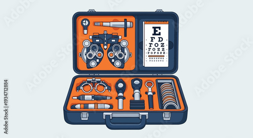 Essential Eye Care Kit: An Illustration of Ophthalmology Tools and Diagnostic Equipment