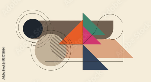 Geometric shapes in vibrant colors.