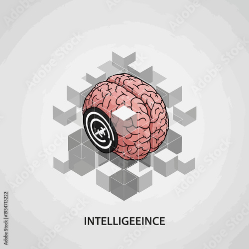 Human Brain with Gear Inside.
