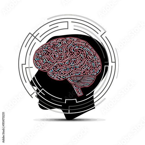 Human Brain with Maze Design.