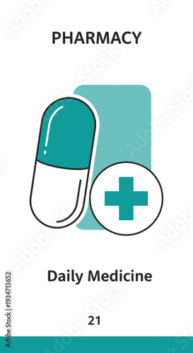 Essential Medical Illustration Showcasing Pharmacy Concepts And Daily Medicine Essentials