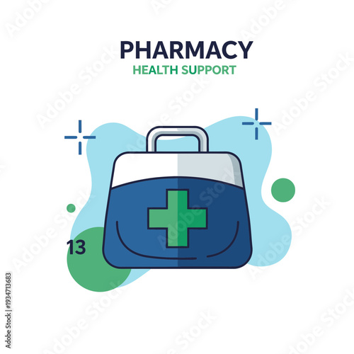 Essential Medical Kit Illustration: Healthcare Design for Pharmacy Support and Health Wellness