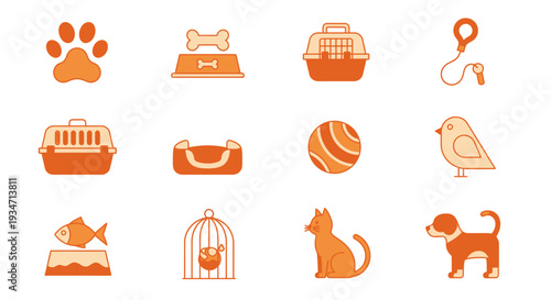Pet Icons Collection Animal Symbols.