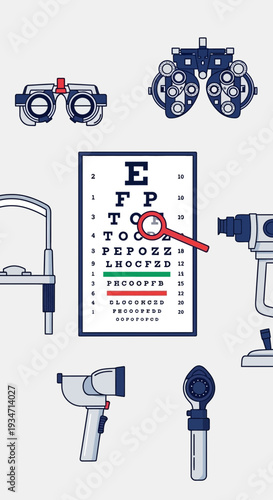 Essential Ophthalmic Equipment: A Comprehensive Visual Representation of Eye Care Instruments and