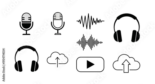 Black icons for audio and video.