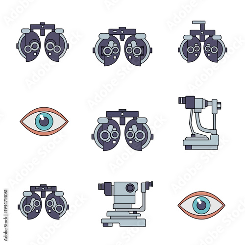 Essential Ophthalmic Equipment: Collection of Eye Examination Tools for Vision Care and Eye Health