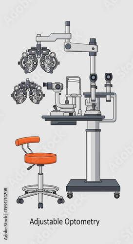Essential Optometry Equipment Depicted Against a Neutral Backdrop Showing Adjustable Instruments