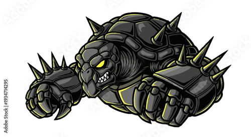 Cartoon armored turtle illustration on white background vector art