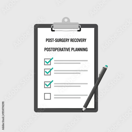 Essential Post-Surgery Recovery Checklist And Postoperative Planning, Healthcare Illustration