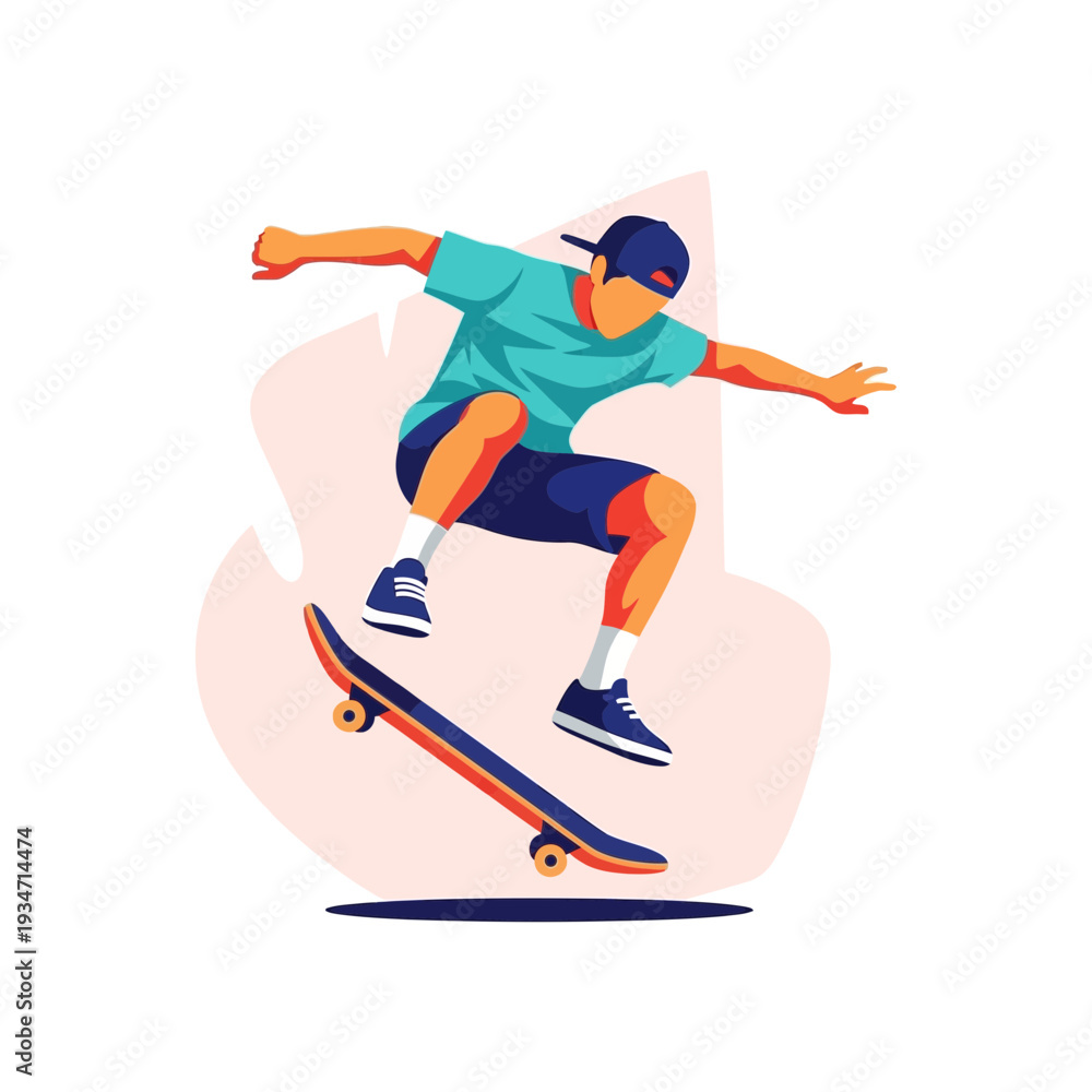 Obraz premium Young man performing skateboard trick with style and skill