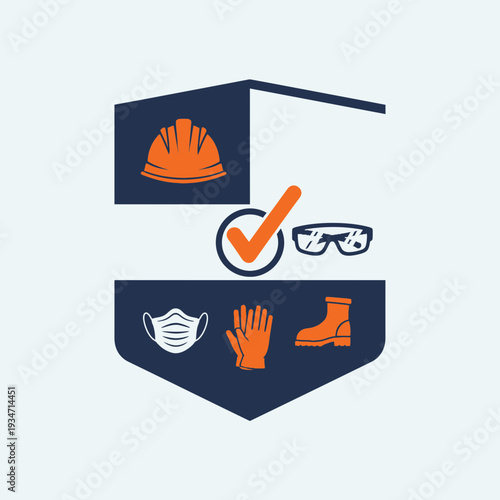Essential Safety Gear Displayed: Illustrative Design Showcasing Protection Equipment for Workplace