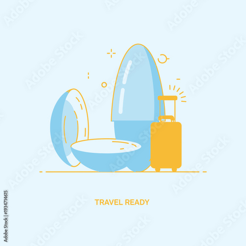 Essential Travel Companion: Contact Lenses, Case, and Compact Luggage for Adventurous Journeys