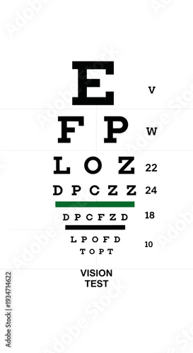 Eye Chart Depicting Letter Symbols for Vision Examination and Diagnostic Assessment