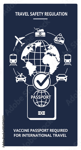 Essential Travel Safety Regulation Concept: Global Passport and Vaccine Requirements Displayed