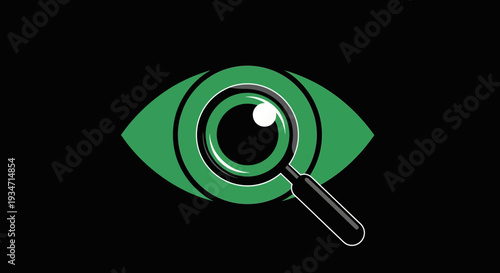 Examining The Vision With A Magnifying Glass On A Dark Background
