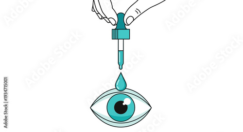 Eye Care: Illustration of an Eye Receiving Medical Eyedrops for Enhanced Eye Health