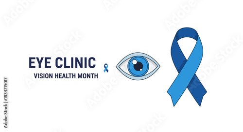 Eye Clinic Design With Visuals of Eye, Awareness Ribbon, Vision Health Concept
