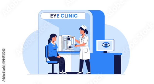 Eye Clinic Examination Depicts Professional Care and Vision Health Assessment Accurately