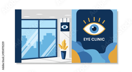 Eye Clinic Illustration Showcasing Modern Ophthalmology Services And Vision Care
