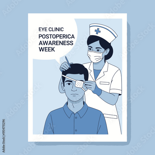 Eye Clinic Illustration Showcasing Postoperative Awareness Week for Patient Recovery