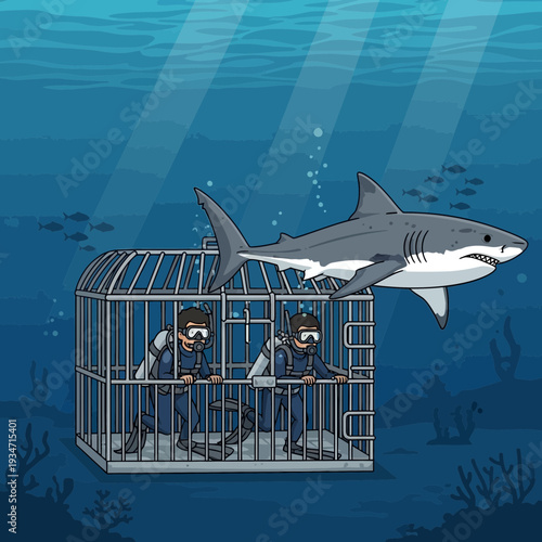 Canvastavla Shark Encounter in Cage
