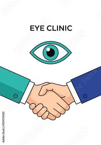 Eye Clinic Logo Featuring Agreement, Vision, and Healthcare, Showing Partnership and Trust