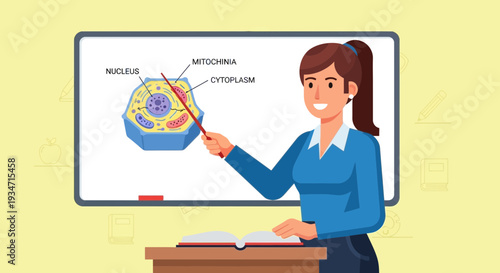 Teacher explaining cell structure