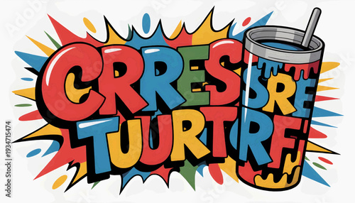 Urban street style tumbler vector illustration with bold graffiti typography